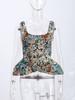 Sexy Print Sling Fishbone Corsets Women Backless Zipper Sleeveless Slim Tops Female 2026 Summer New Chic Evening Party Tanks