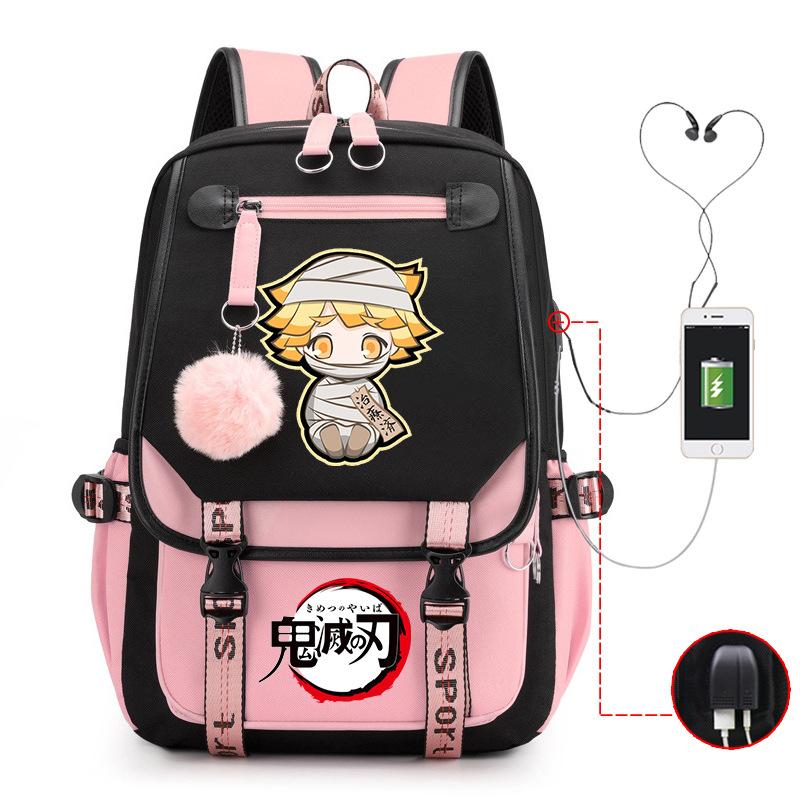 Ghost Annihilation Blade Grade 3-6 Junior High School Student High School Student School Bag Strap USB Multifunctional Backpack