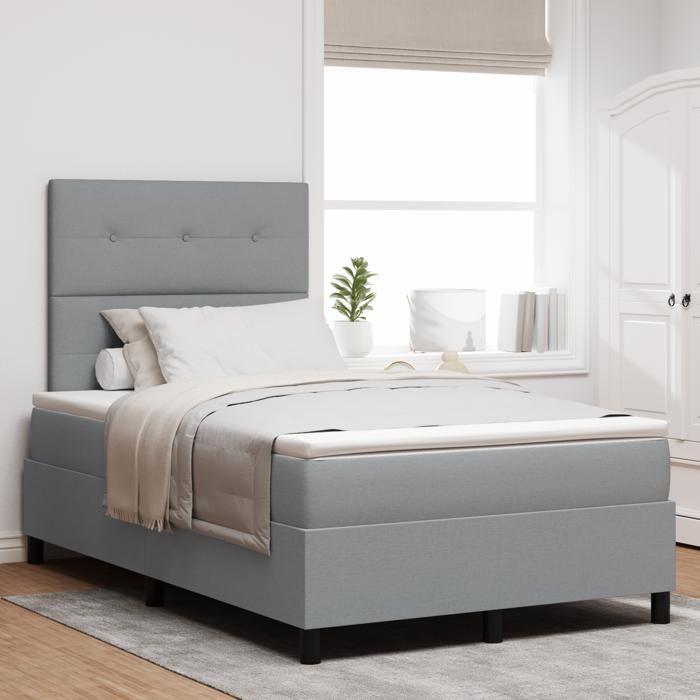 VidaXL Lit ressorts avec matelas gris clair petit double tissu 3339371