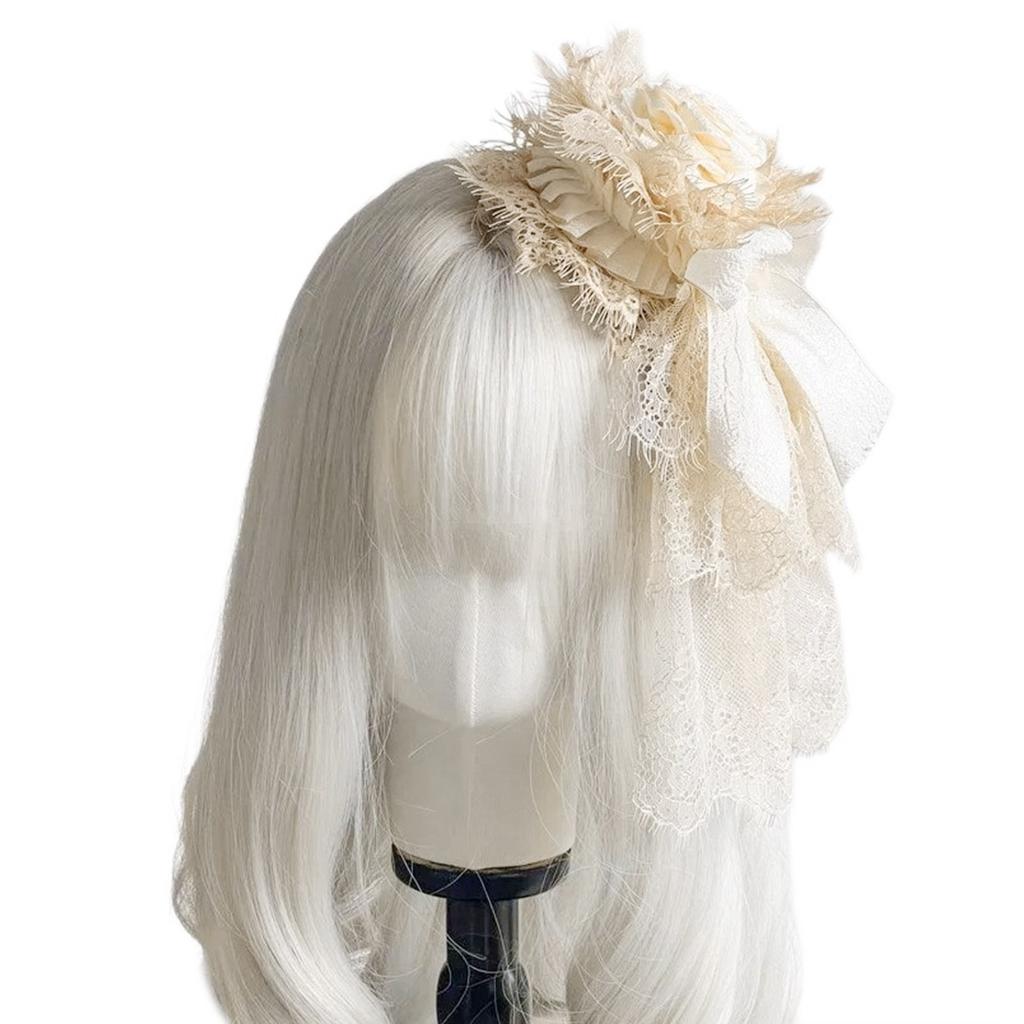 Anime Style Hat Hair Clip for Female Lace Flower Hat Hairpin Unisex Costume Hat Fascinator Hat Halloween Party Supply