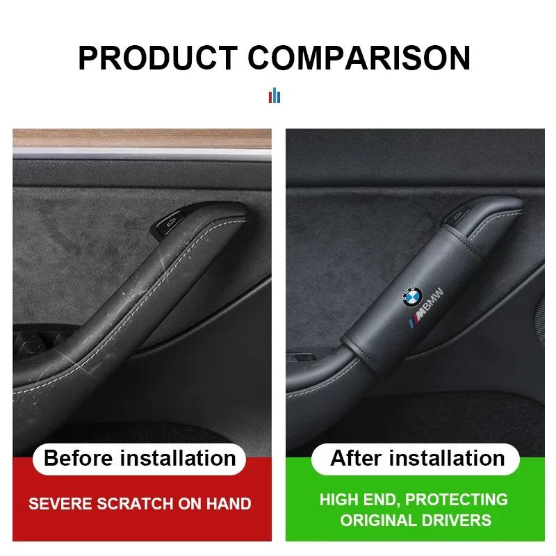New Car Door Handle Cover Armrest Protector Non-slip Leather Case For BMW X3 X5 M5 M3 E46 E90 E60 F10 E39 F30 E36 G30 E87 E