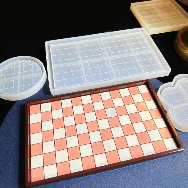 Chess Board Resin Mold Checker Game Board Silicone Mold 3D Chess Pieces Resin Casting Molds for DIY Jewelry Crafts
