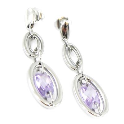 [I2893] - 'Calypso' Amethyst Purple Steel Earrings