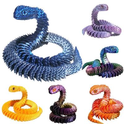 With Movable Joints 3D Printed Snake Gradient Crystal Snake Fidget Toys  Kids Boys Girls Adults