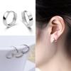 Fashion Men Women Silver Plated Smooth Round Hoop Huggie Earrings Jewelry Gift