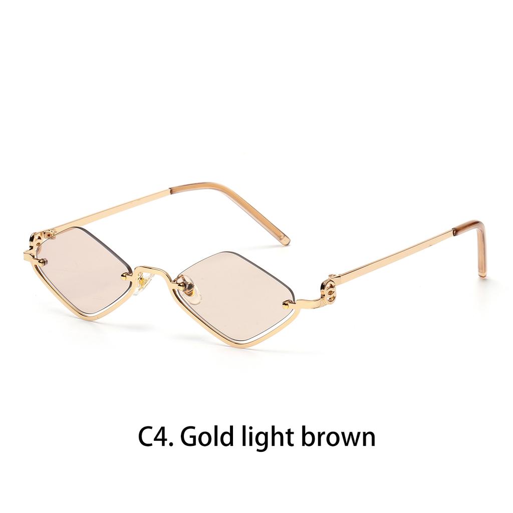 Fashion Small Polygonal Sunglasses Women Luxury Brand Metal Half Frame Sun Glasses Ladies Hipster sexy Cat Eye Shades Vintage