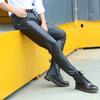 Men's Autumn Korean Style Slim Fit Leather Pants: Skinny, Elastic, Plus Velvet, High Comfort, Motorcycle-Inspired.