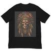 Aztec Skull Headdress Shirt, Tribal Skeleton Warrior Tee, Ancient Mesoamerican Death Art, Gothic Aztec Graphic T-Shirt