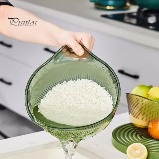 Multipurpose Food Drainer Rice Washing Bowl, with Ergonomic Handle, PP Safe Container Strainer Basket, for Cleaning Vegetables And Fruits Easy