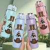 1PC Cowboy Boot Bow Christmas Set 750ml Color Plastic Sports Water Bottle Leakproof Flip Straw Lid Suitable for Sports Office Home Use