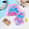 Girls Summer Swim Set Fish Scale Sleeveless Top Bikini Bottom 3PCS Beach Outfit