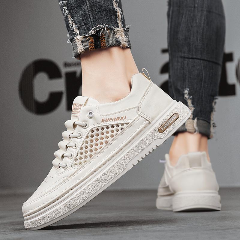 Little white shoes summer new breathable mesh fashion men's casual shoes personalized soft sole hollow youth board shoes