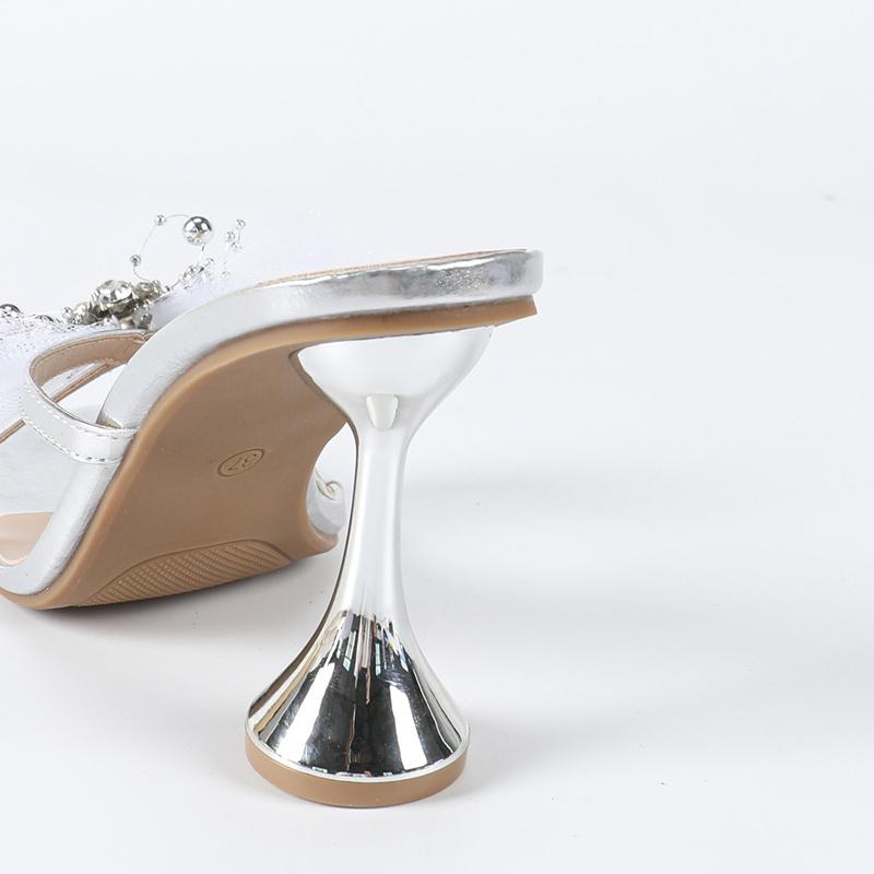 Fashion Eilyken Fashion Design Hollow Out Butterfly-knot Women Slippers Summer Square Toe High Heels Banquet Dress Shoes
