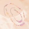 Retro ethnic style colored crystal butterfly necklace bracelet combination, personalized design sense handmade jewelry