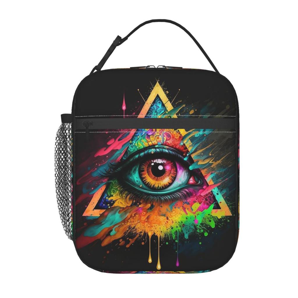 Triangular Eyes Graffiti Pattern Insulated Lunch Bag for Women Kids Leakproof Food Boxes Thermal Lunch Box Tote