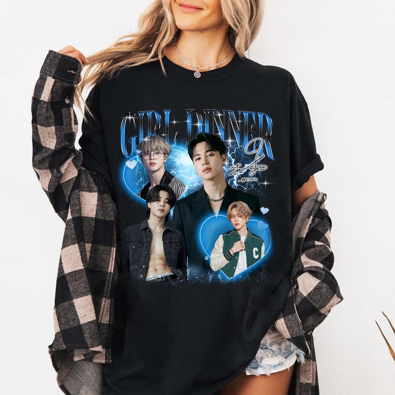 

Вінтажна футболка Jimin Park, Футболка для фанатів Girl Dinner, Хіп-хоп вуличний одяг, Оверсайз футболка з коротким рукавом, Повсякденний одяг XXXL