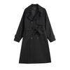 Women's Black Trench Coat: 2024 New Petite Mid-Length British Style for Autumn and Winter