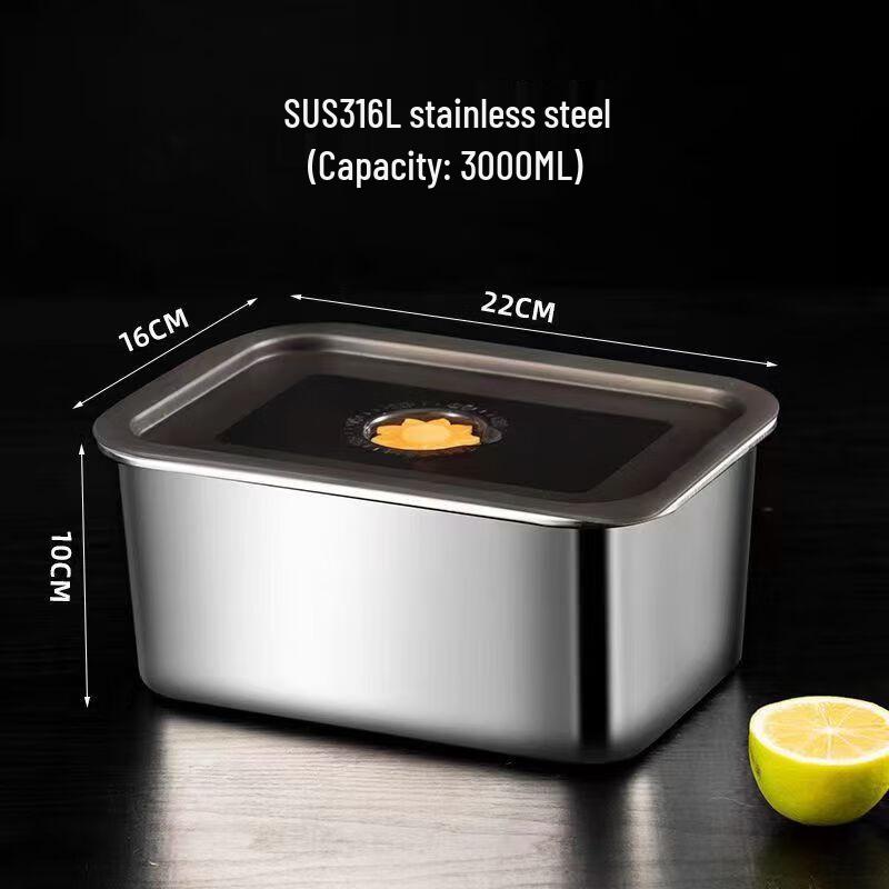 Shougu 3000ML 316 Stainless Steel Food Storage Containers (2-Pack)