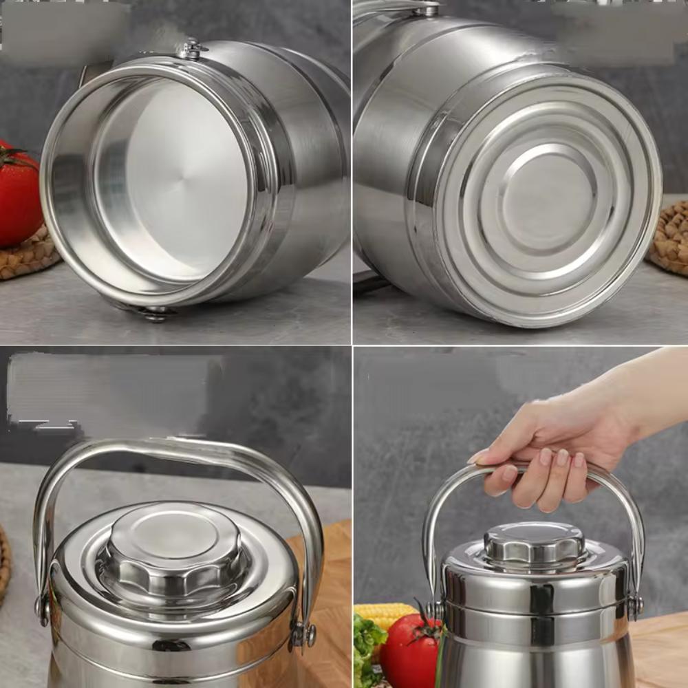 Foldable Handle Thermal Lunch Box Large Capacity Insulated Pot Thermos Food Jar  Outdoor