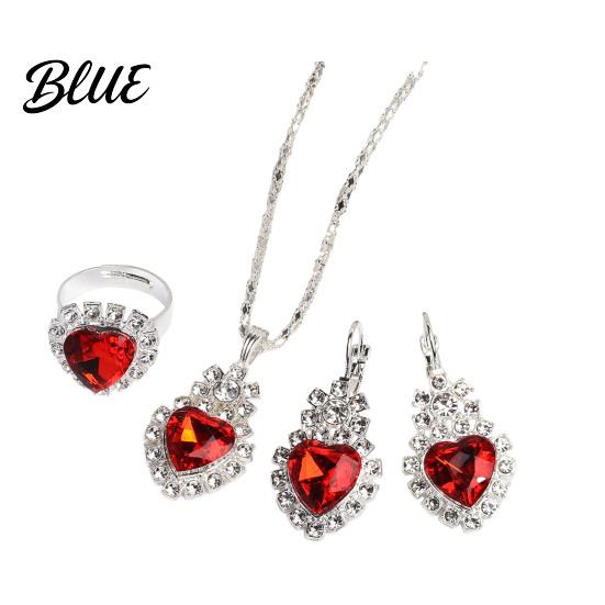 Trendy Jewelry Set Heart for Women Shiny Rhinestone Unique Design