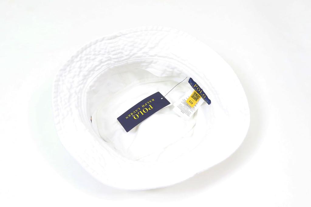 (Polo Ralph Lauren) Men's and Women's Logo Embroidered Signature Cotton Bucket Safari Hat Cap 01080062-SM-WHITE [Used]