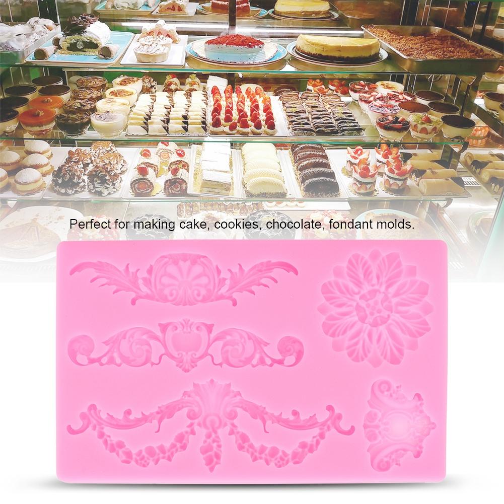 DIY Europäische geprägte Blume Silikonform Kuchen Fondant Keks Schokolade Form Dekorieren Backwerkzeug Rosa