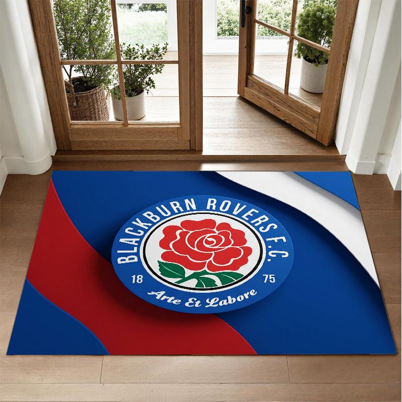 Blackburn Rovers Football Design Crystal Velvet Rug Soft Decorative Mat for Bedroom Entrance