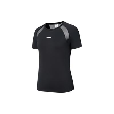 T-shirt Sportiva a Maniche Corte Traspirante Liscia Vuota Li Ning Donna Top Nero YTST042-3