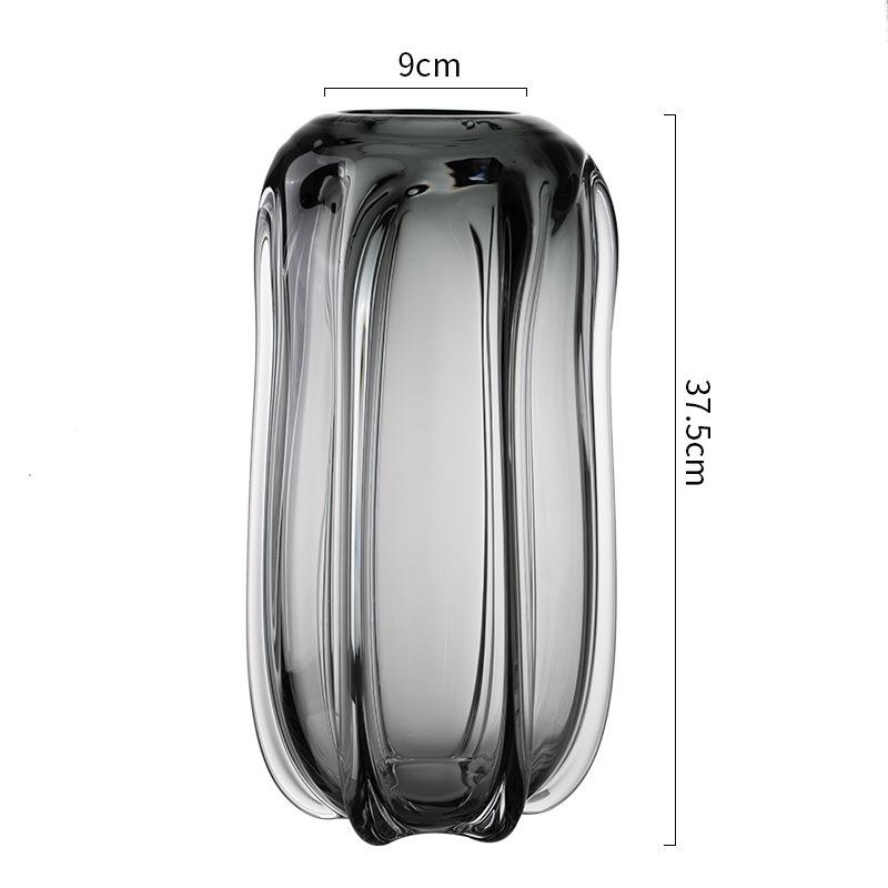 Gray Glass Vase Thick Glass Transparent Hydroponics Terrarium Flower Arrangement Accessories Flower Vases Home Decoration