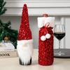 Christmas Wine Bottle Cover Decorative Sleeve With Sequins Pom Holiday Table Setting
