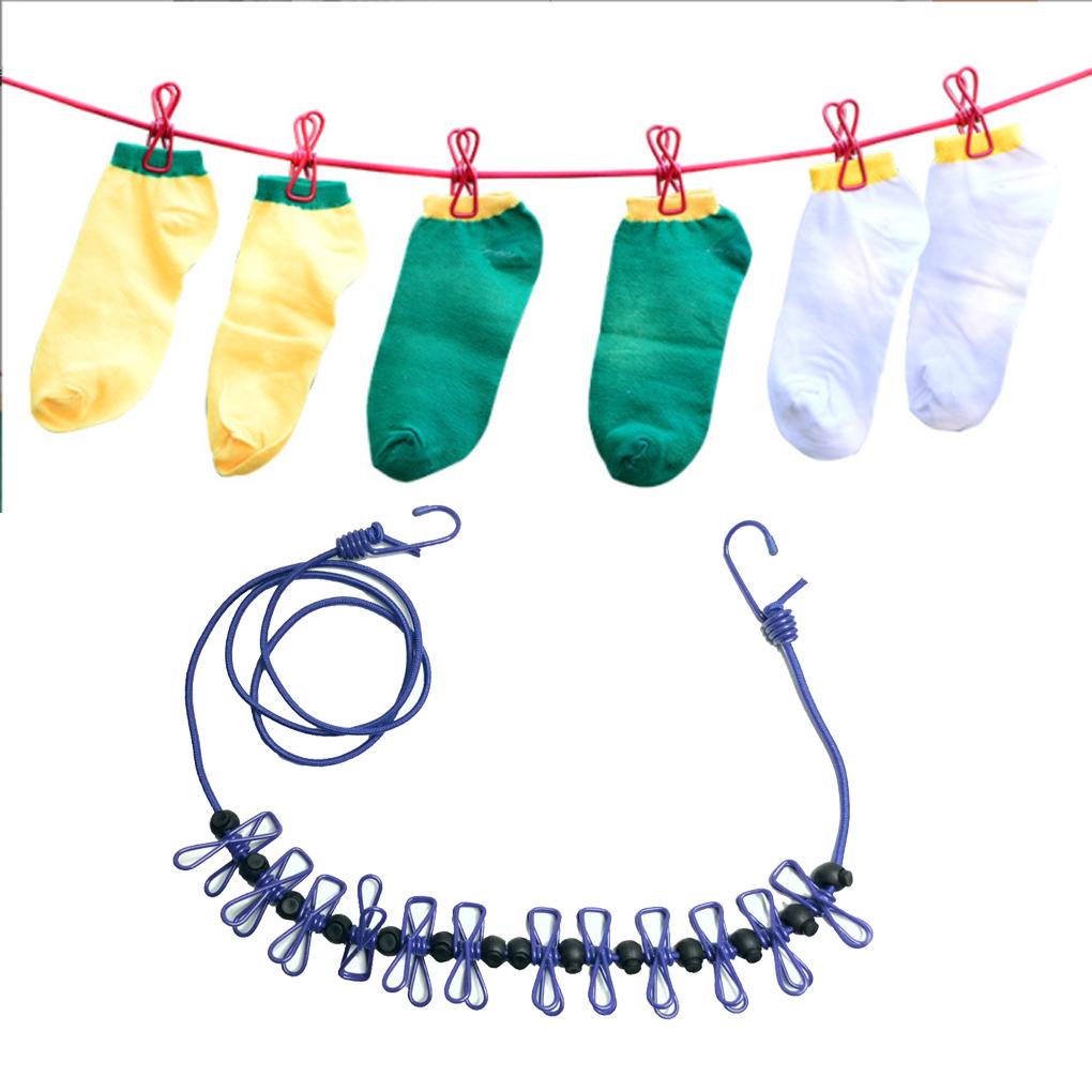 Clothes Washing Line Windproof Indoor Outdoor Stretching Laundry Clothesline with Pegs Dry Rack Tools Fixator Accessory