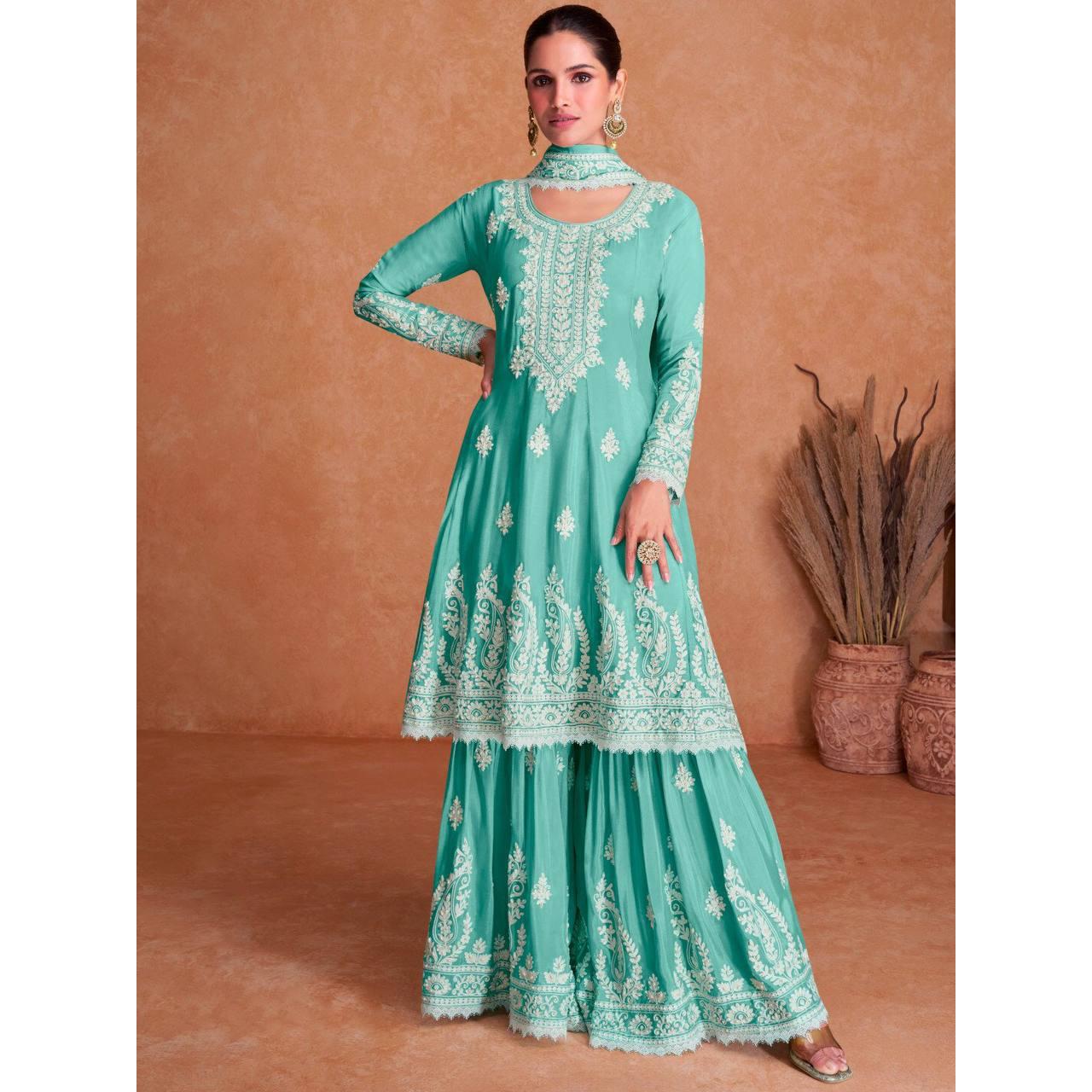 

Женский топ с прострочкой из искусственного жоржета, низ с прошитым низом из искусственного жоржета и вышитый трапециевидный крой с длинными рукавами из искусственного жоржета Dupatta Kurti