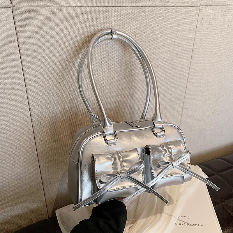 Stylish Shoulder Bags for Women Pure Color Big Capacity Commuter Mini Boston Underarm Bag Luxury Designer Handbag