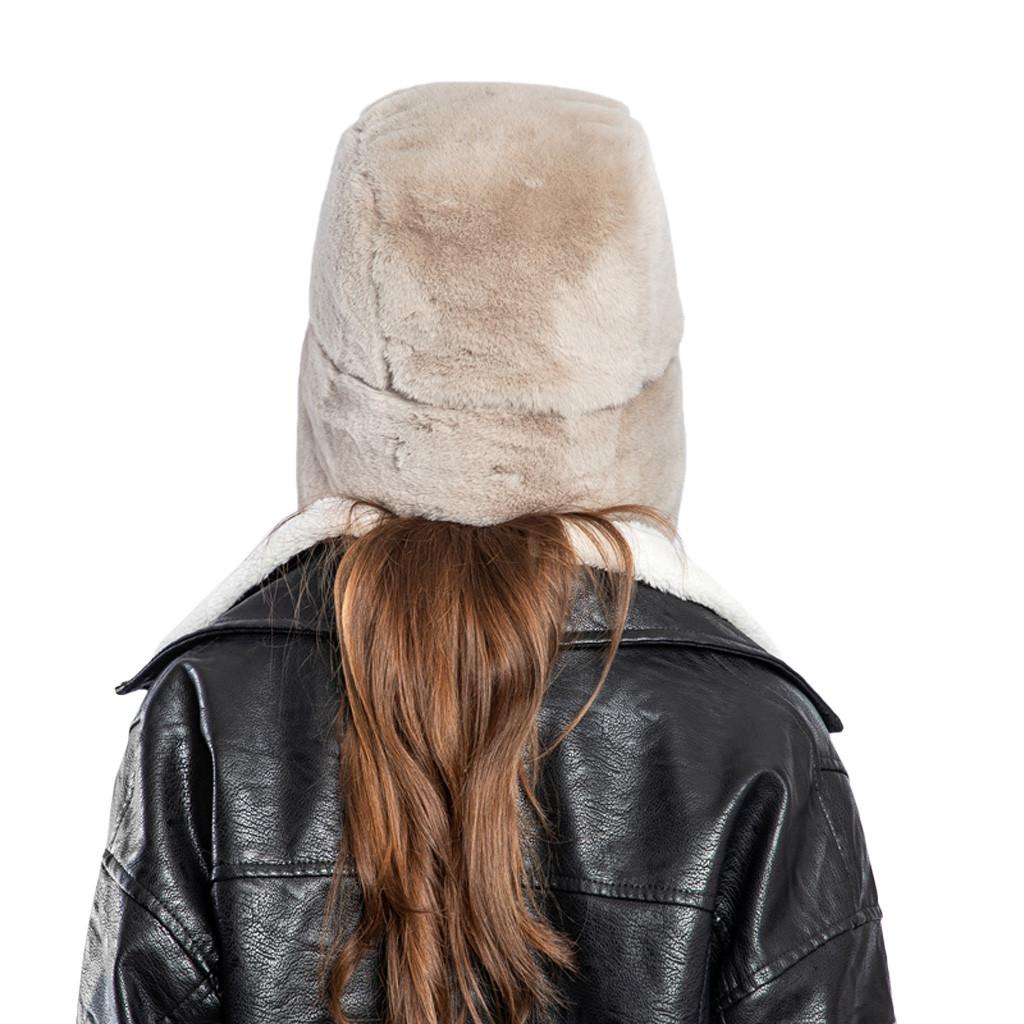 Chapeau d'hiver en peluche pour femme, faux chapeau épais, protège-oreilles, chapeau chaud en peluche