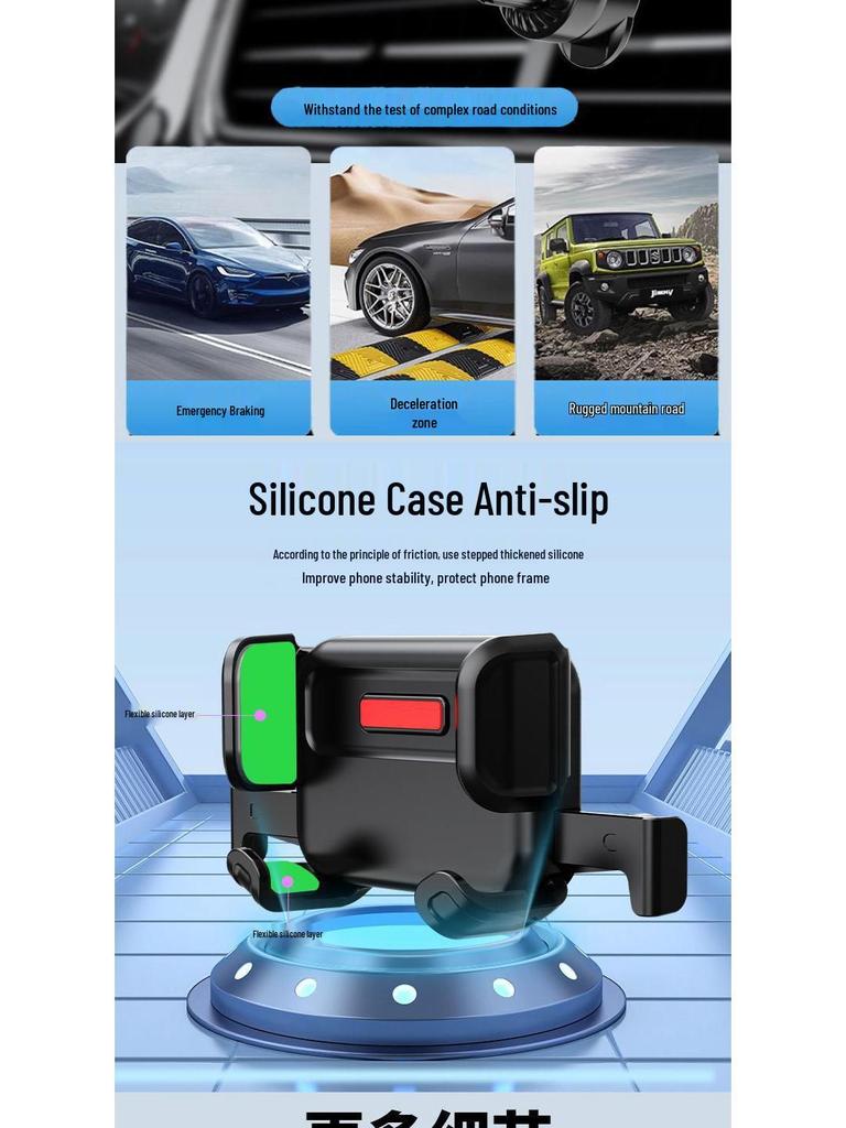 Universal Car Phone Holder with Silicone Suction Cup and Telescopic Rod for Air Vent