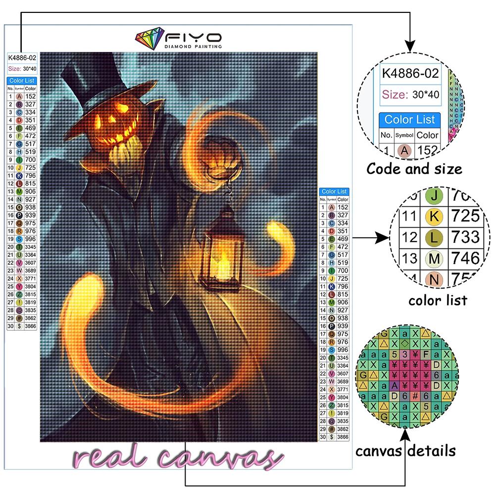 Full 5D Diy Diamond Painting Halloween Scary Pumpkin Head Man 5D Diamond Painting