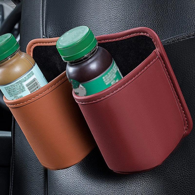 Auto Back Seat Cup Holder Organizer PU Leather Automotive Drink Rack Storage Bin Car Interior Accessories Car Door Cup Holder