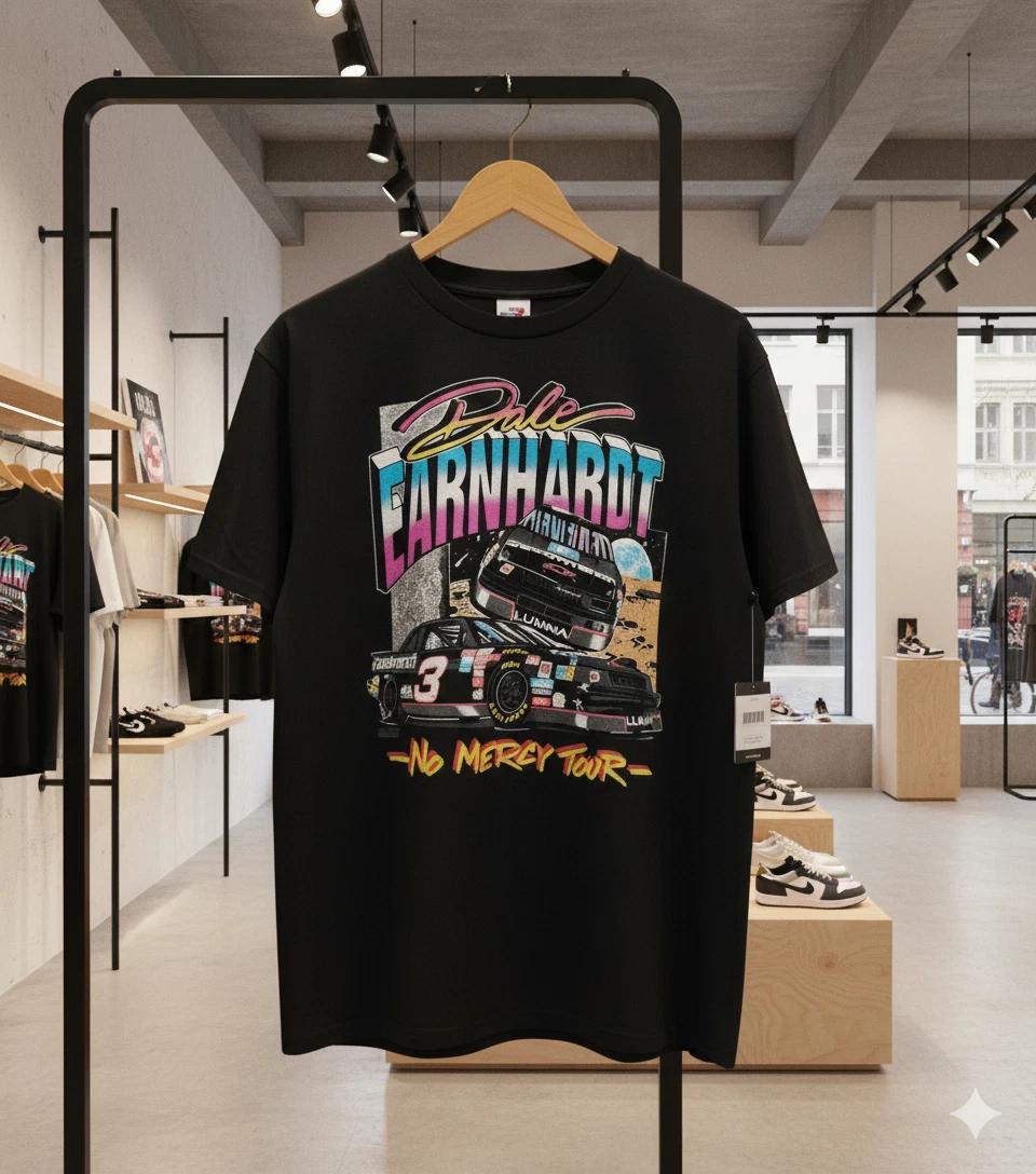 Dale Earnhardt No Mercy Tour NASCAR Racing Black T-Shirt Mens - T038 L
