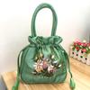 Bolso Cubo Vintage Bordado Étnico con Cordón 2025 para Mujer - Bolso de Tela Hecho a Mano para Teléfono Móvil y Almacenamiento