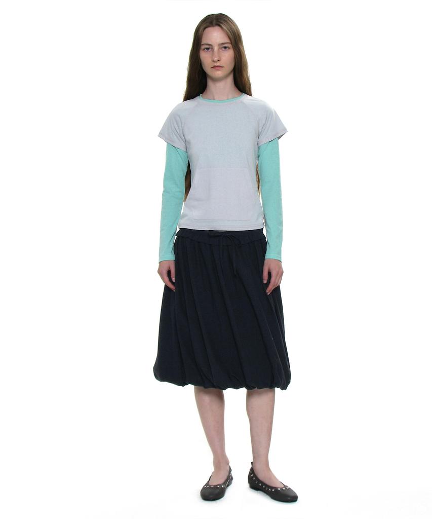 Partimento Woman Frill Waist Puff Midi Skirt_Navy