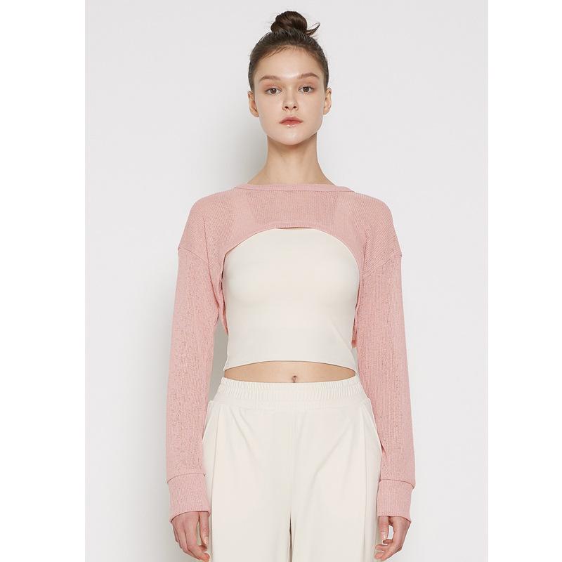 

Женский спортивный короткий кардиган-шаль для йоги, осень 2024 Large розовый