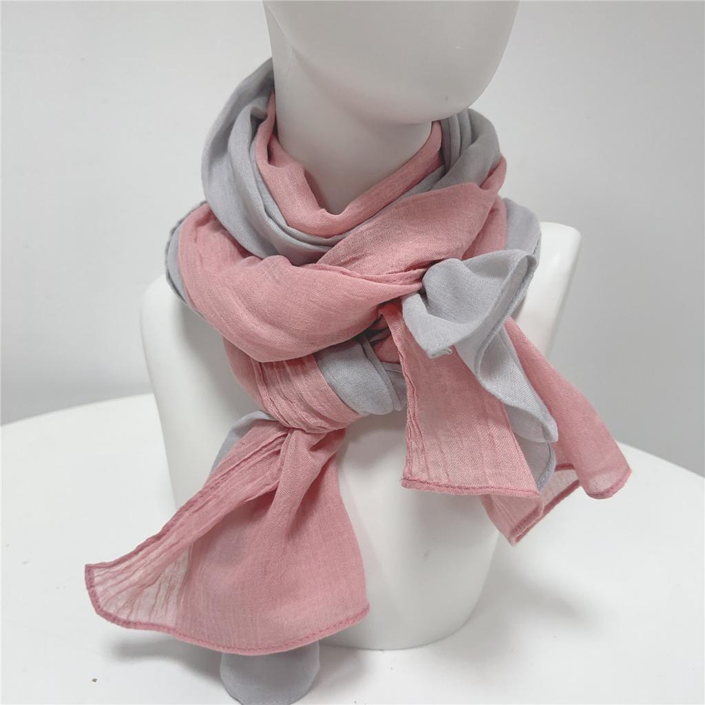 Two-Color Spliced Cotton And Linen Scarf, Very Soft To The Touch, With A Sense Of Drooping, Support