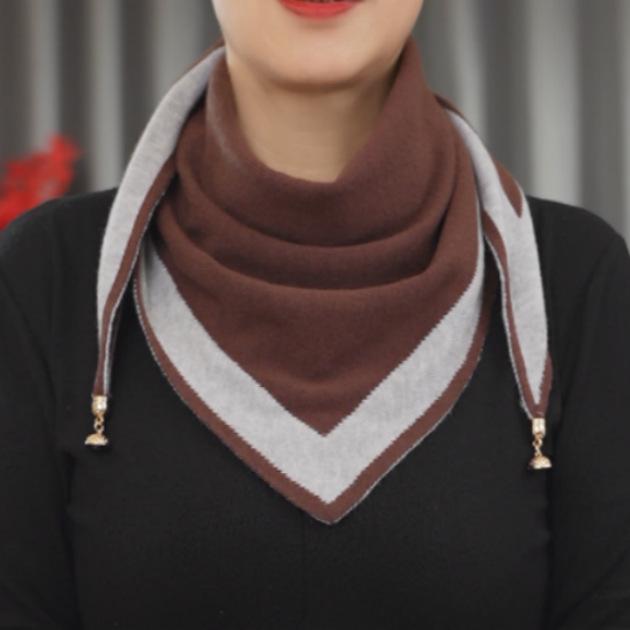 Milan's Two-tone Knitted Triangle Scarf with Decorative Ends