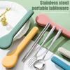 Set de tacâmuri portabile din oțel inoxidabil, 4 piese, pentru călătorii în aer liber