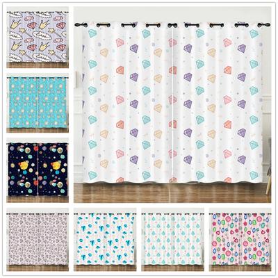 Curtain Fresh Wind Diamond Element 3D Digital Printing Blackout Curtain Punching