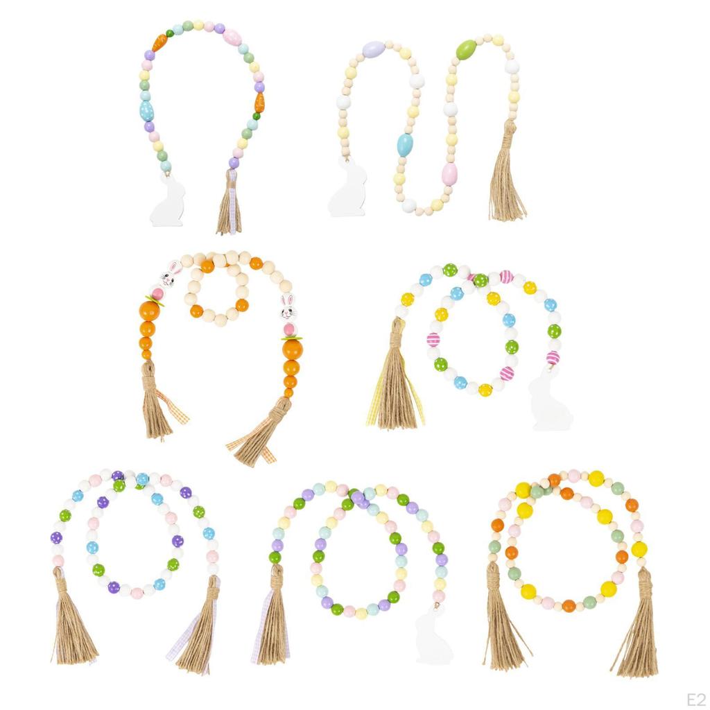 Easter Bead Garland with Wood Elements for Spring Celebrations And Home Decor