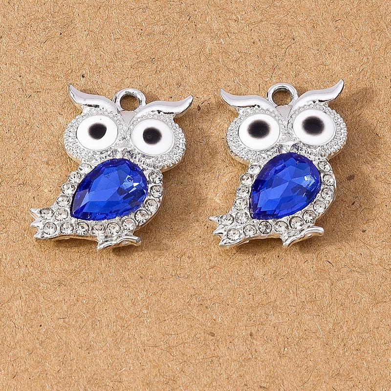 10pcs Cute Animal Charms Crystal Owl Pendants for Jewelry Making DIY Necklace Earrings Bracelet Accessories Supplies