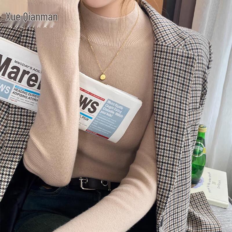 

Xue Qiman Women s Half-High Collar Knitted Base Layer Sweater One Size (fits 85-130 jin)