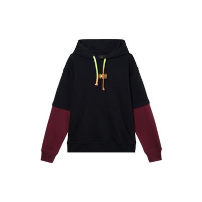 Nike Loose Fit Faux Two-Piece Logo Long Sleeve Fleece-Lined Hoodie Men Hoodie Black DV1598-010