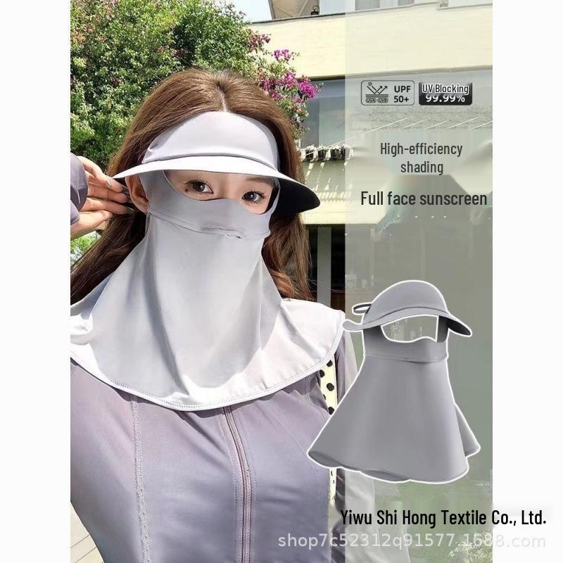 Women's Full Face Sun Protection Mask with Integrated Summer Hat, Neck Coverage, and UV Protection for Cycling